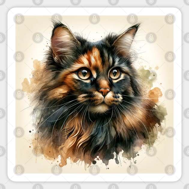 Chausie - Watercolor Cat Sticker by Edd Paint Something